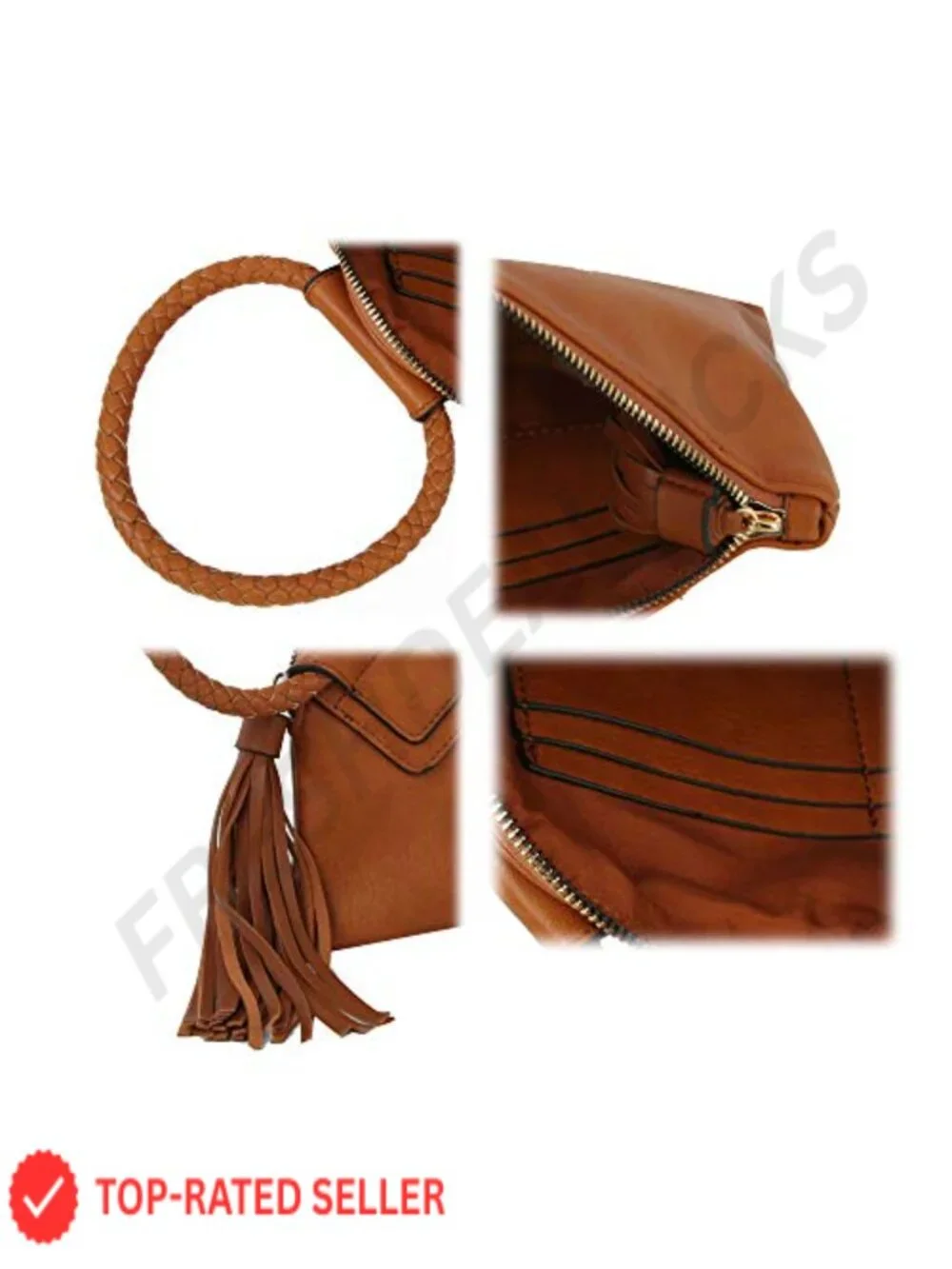 Vegan Leather Clutch Wristlet Wallet with Hand Strap - Small Evening Purse